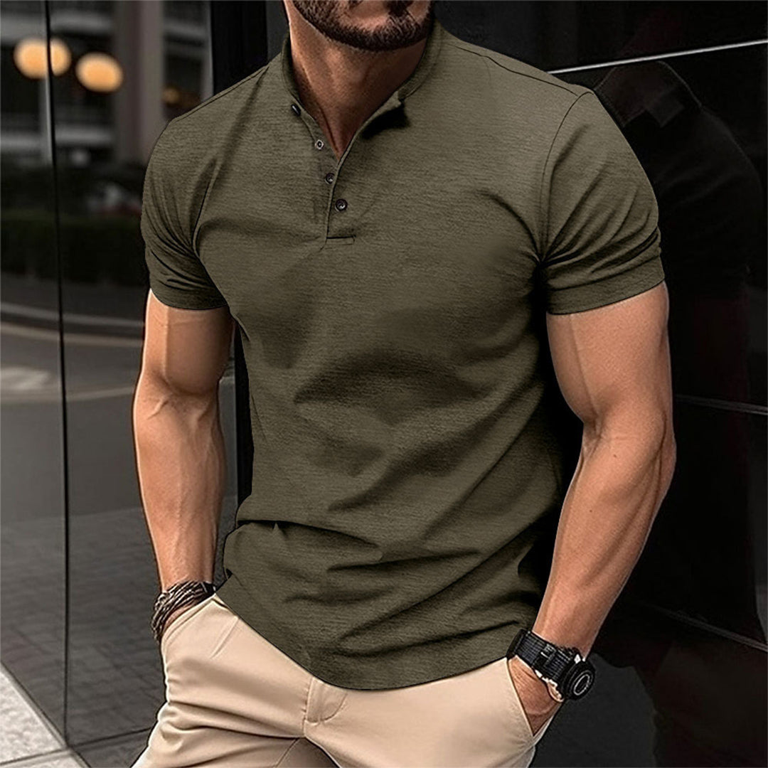 Sommer-T-Shirt – Herren-Polo-T-Shirt mit kurzen Ärmeln und Knopfleiste