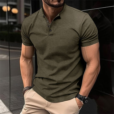 Sommer-T-Shirt – Herren-Polo-T-Shirt mit kurzen Ärmeln und Knopfleiste