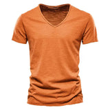 Sommer T-Shirt Herren | V-Ausschnitt & Slim Fit – Orange