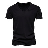 Sommer T-Shirt Herren | V-Ausschnitt & Slim Fit – Schwarz