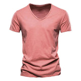 Sommer T-Shirt Herren | V-Ausschnitt & Slim Fit – Rosa