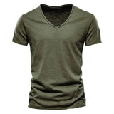 Sommer T-Shirt Herren | V-Ausschnitt & Slim Fit – Grün