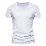 Sommer T-Shirt Herren | V-Ausschnitt & Slim Fit – Weiß