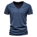 Sommer T-Shirt Herren | V-Ausschnitt & Slim Fit – Dunkelblau