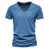 Sommer T-Shirt Herren | V-Ausschnitt & Slim Fit – Blau