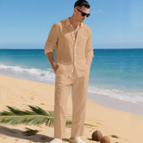 Sommer Zweiteiler Herren | Leinenhemd & Hose im Set – Dunkelbraun