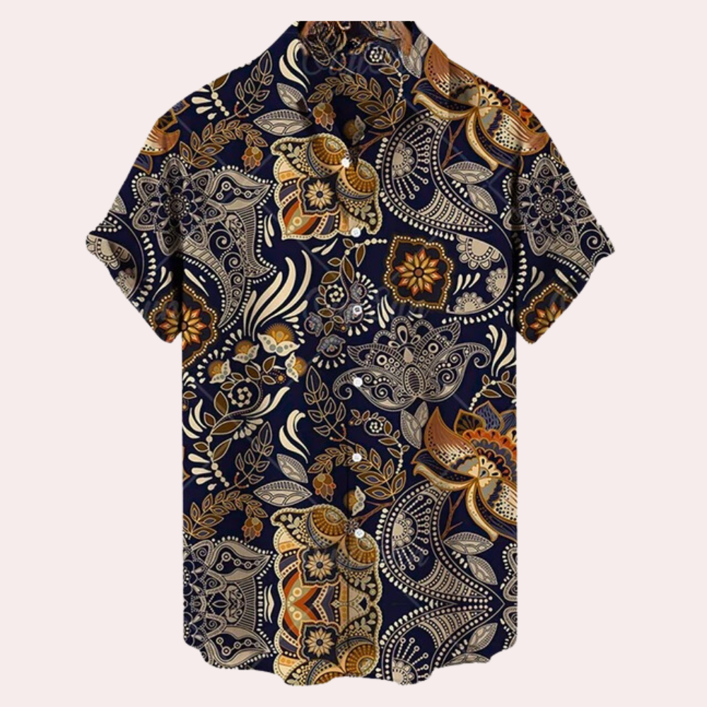 Sommerhemd - Bedruckt - Button-Up - Kurzarmhemd - Herrenhemden