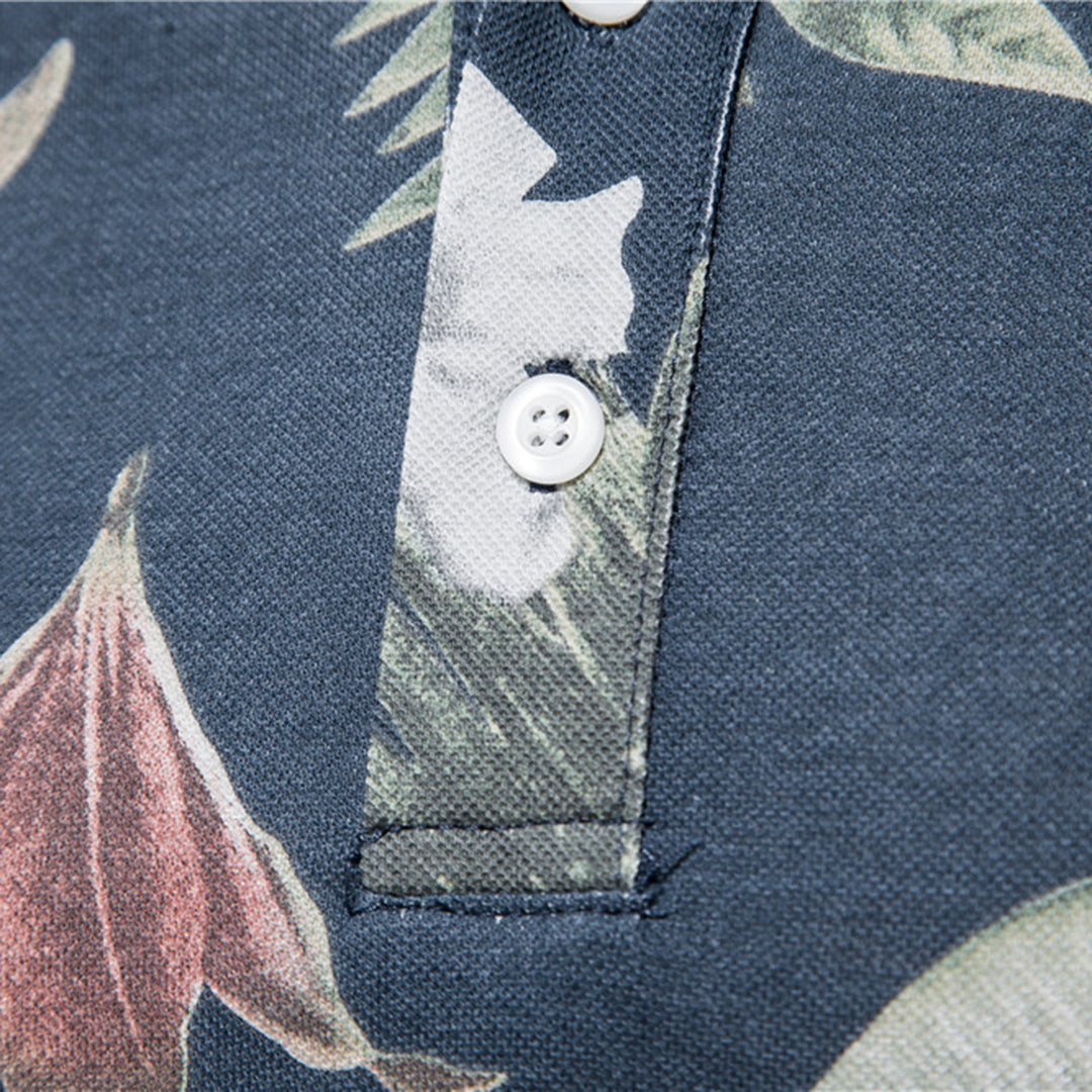 Sommerhemd – Herren-Polo-T-Shirt mit kurzen Ärmeln, Kragen und Aufdruck