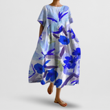 Sommerkleid Damen | Kunstvoller Blumenprint & Oversized-Komfort – Blau