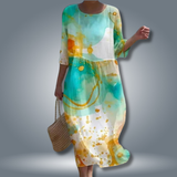 Sommerkleid Damen | Romantischer Blumendruck & Fließend – Grün
