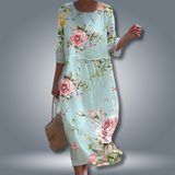 Sommerkleid Damen | Romantischer Blumendruck & Fließend – Blau