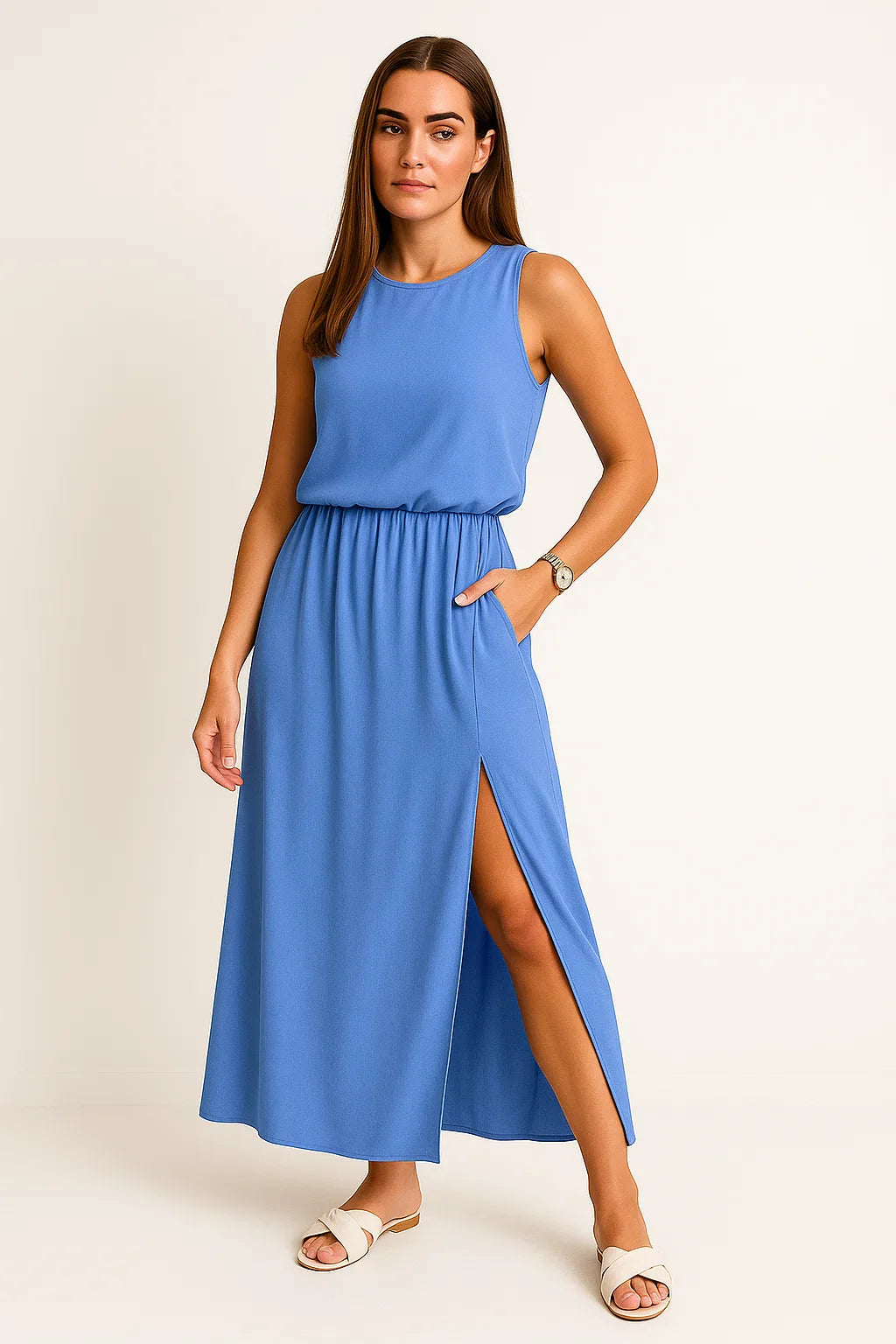 Sommerliches Maxikleid mit Schlitz