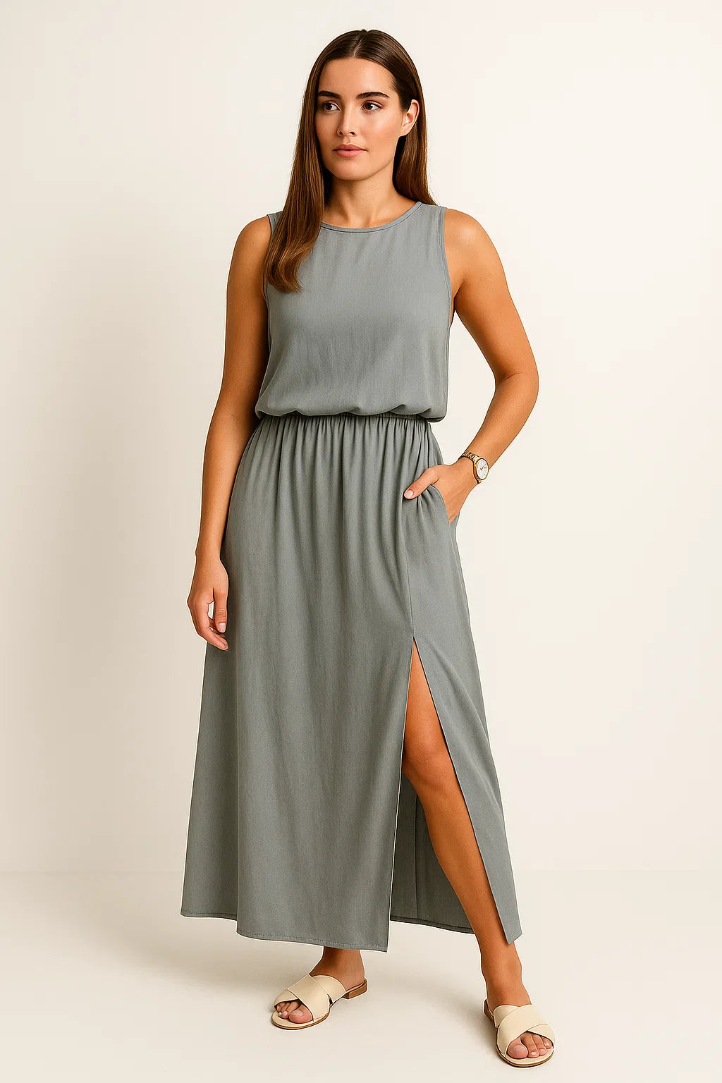 Sommerliches Maxikleid mit Schlitz