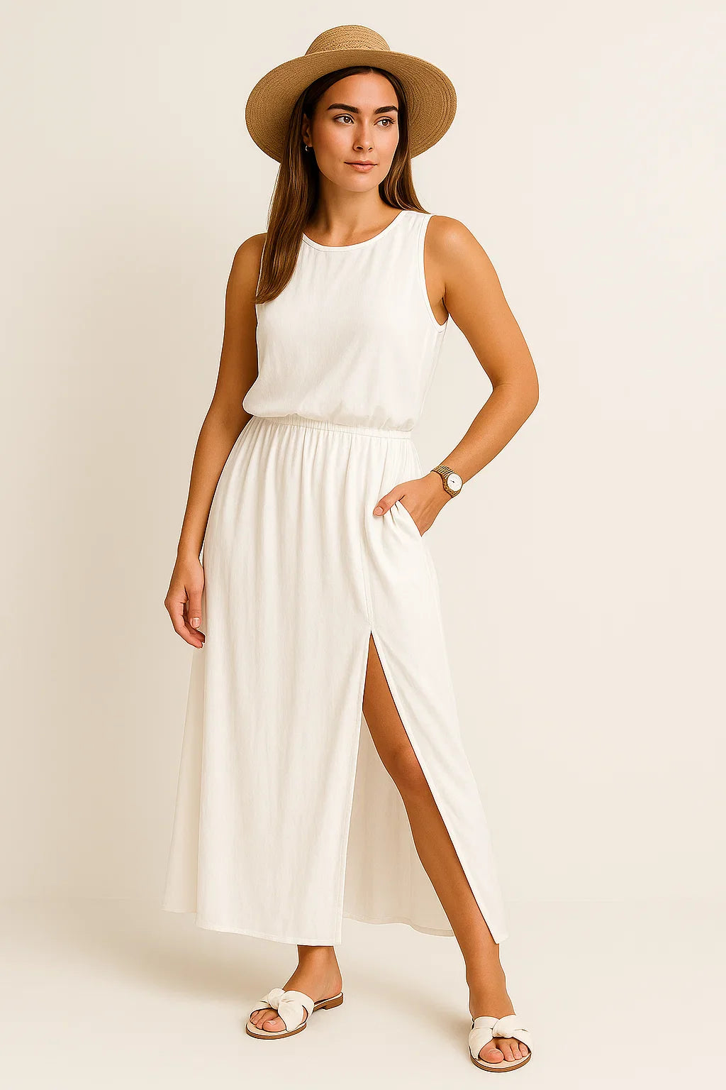 Sommerliches Maxikleid mit Schlitz