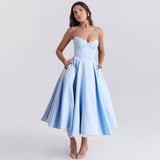 Sophia – Elegantes schlankmachendes Kleid für Damen – Blau