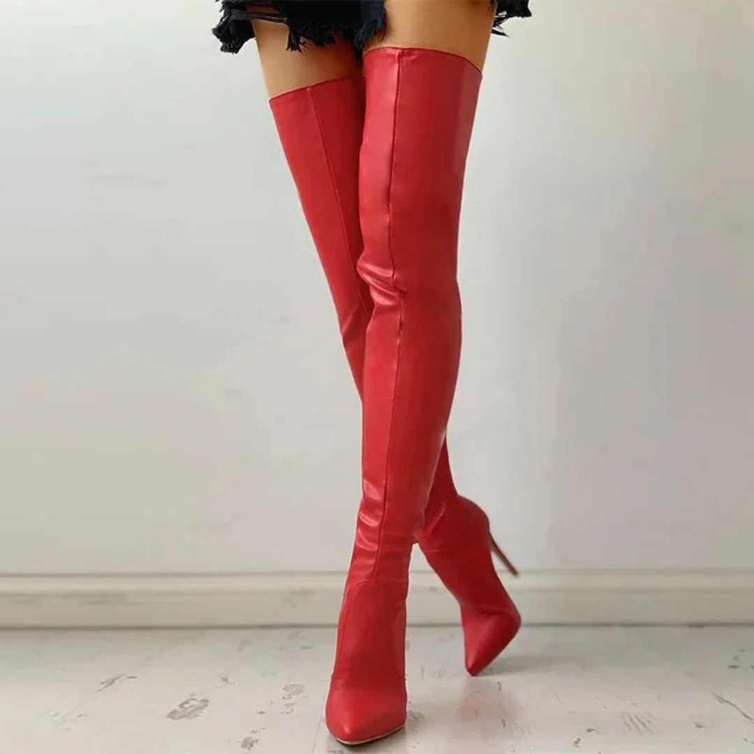 Spitz Overknee Stiefel mit hohem Absatz für Eleganz