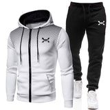 Sportanzug Herren | Hoodie mit Reißverschluss | Komplettes 2-Teile Set – Weiß