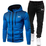 Sportanzug Herren | Hoodie mit Reißverschluss | Komplettes 2-Teile Set – Blau