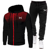 Sportanzug Herren | Hoodie mit Reißverschluss | Komplettes 2-Teile Set – Schwarz