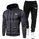 Sportanzug Herren | Hoodie mit Reißverschluss | Komplettes 2-Teile Set – Dunkelgrau