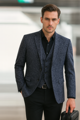 Anton | Herren Frühlings Slim Blazer Jacke – Marineblau