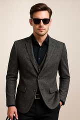 Anton | Herren Frühlings Slim Blazer Jacke – Schwarz