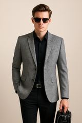 Anton | Herren Frühlings Slim Blazer Jacke – Hellgrau