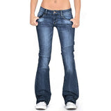 Damen Low Rise Schlagjeans – Vintage Schlaghosen Denim Jeans – Dunkelblau