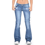 Damen Low Rise Schlagjeans – Vintage Schlaghosen Denim Jeans – Hellblau