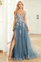 Stilvolles A-Linien Ballkleid Damen | Schnürung-Rücken & figurbetonender Look – Hellblau