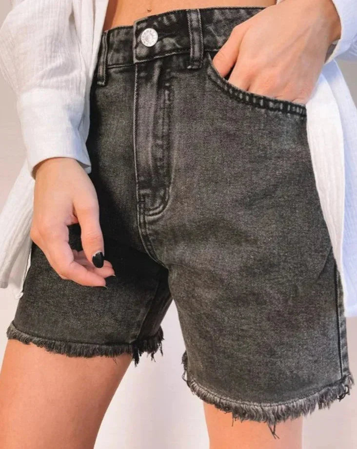 Damen High-Waist Denim Short