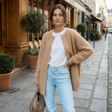 Strickjacke Damen | Relaxed Fit & cleane Eleganz – Khaki