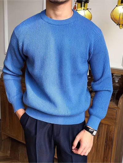 Strickpullover - Lässiger Herren Pullover mit Rundhalsausschnitt aus Rippenstrick