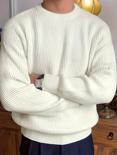 Strickpullover - Lässiger Herren Pullover mit Rundhalsausschnitt aus Rippenstrick