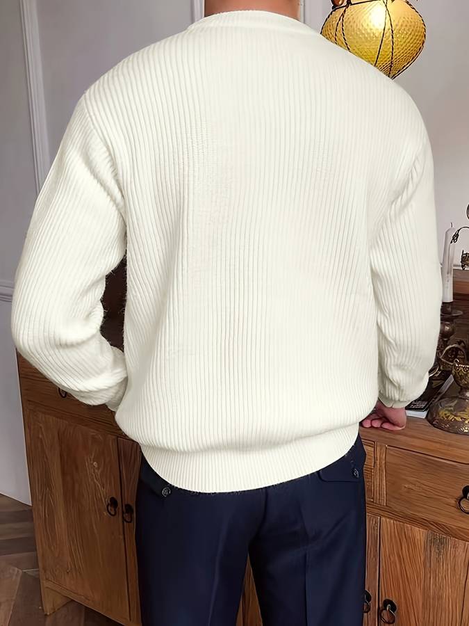 Strickpullover - Lässiger Herren Pullover mit Rundhalsausschnitt aus Rippenstrick
