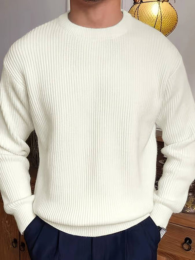 Strickpullover - Lässiger Herren Pullover mit Rundhalsausschnitt aus Rippenstrick