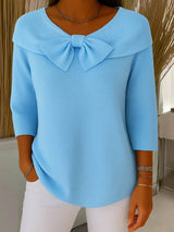 Strickpullover Damen mit Schleife – Blau