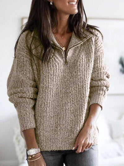 Strukturierter Strickpullover mit Stehkragen