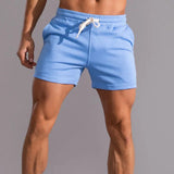 Herren Slim Fit Jogger Shorts Mit Taschen – Sportliche Freizeit Shorts – Blau