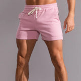 Herren Slim Fit Jogger Shorts Mit Taschen – Sportliche Freizeit Shorts – Rosa