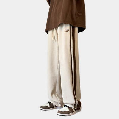 Sweatpants - Gestreifte Herren Jogger mit weitem Bein und lockerer Passform