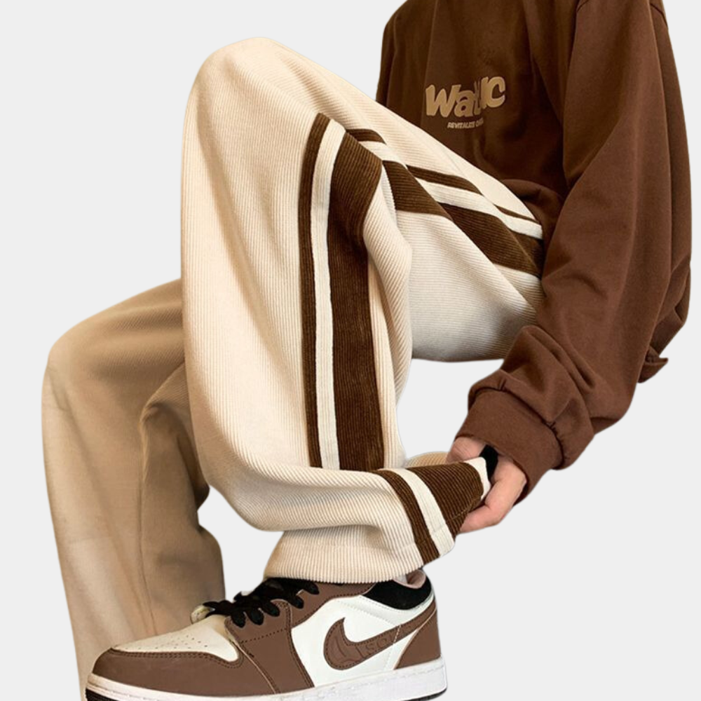 Sweatpants - Gestreifte Herren Jogger mit weitem Bein und lockerer Passform