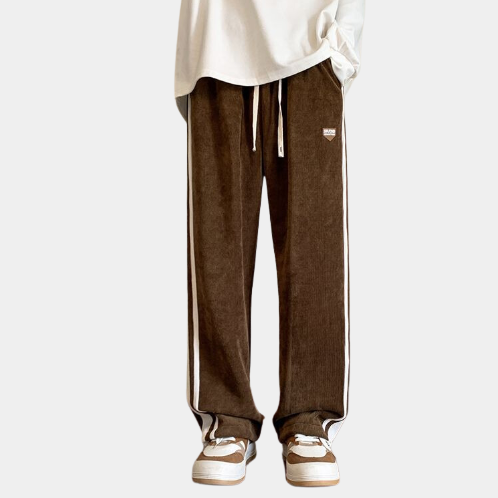 Sweatpants - Gestreifte Herren Jogger mit weitem Bein und lockerer Passform