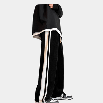 Sweatpants - Gestreifte Herren Jogger mit weitem Bein und lockerer Passform