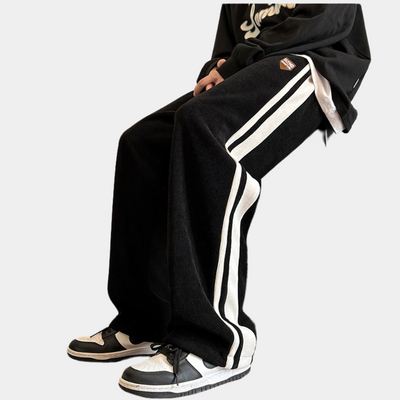 Sweatpants - Gestreifte Herren Jogger mit weitem Bein und lockerer Passform