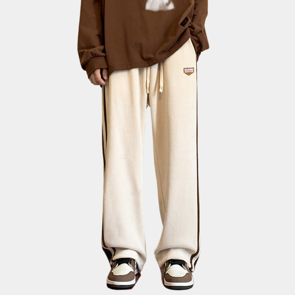 Sweatpants - Gestreifte Herren Jogger mit weitem Bein und lockerer Passform