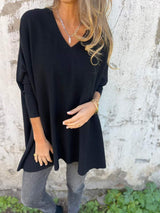 Sweatshirt Damen Oversize | V-Ausschnitt & Lockerer Fall – Schwarz