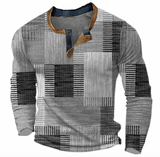 Sweatshirt Herren Henley | Geometrisches Muster & Knopfleiste – Grau