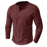 Sweatshirt Herren Henley | Knopfleiste & Langarm-Komfort – Burgundy