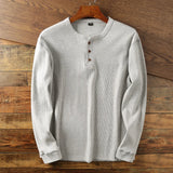 Sweatshirt Herren | Henley-Knopfleiste & Lässiger Langarm-Komfort – Hellgrau
